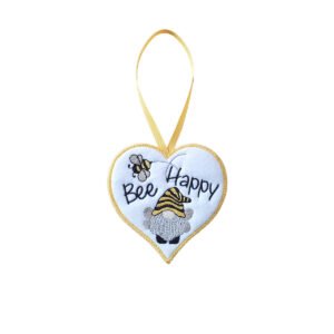 Bee Happy Gnome Heart Hanging Decoration