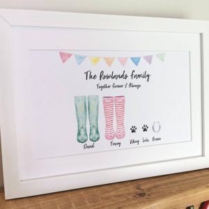 A4 Personalised Wellington Boots Family Print