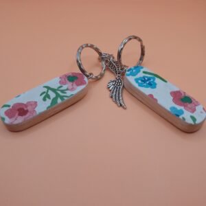 Red Floral Decoupage Keyrings