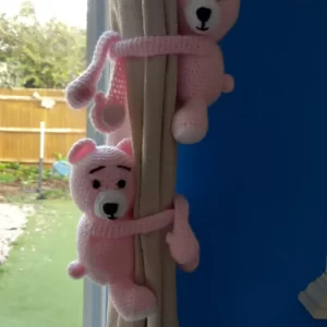 Baby pink curtain tie back teddies nursery babyshower gifts handmade
